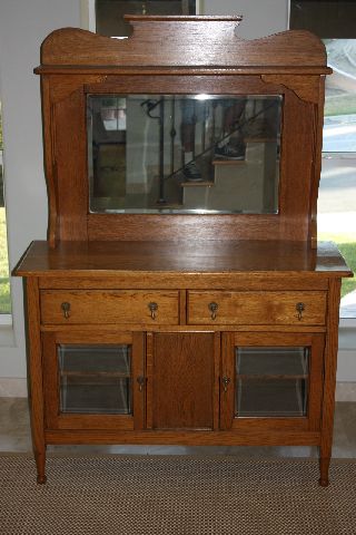 Antique Solid Oak Hutch Cabinet photo