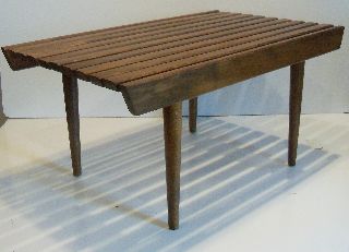 Vintage Eames Era Mid Century Danish Modern Wooden Slat Coffee Table Bench photo