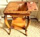 Antique Sewing Stand Inlaid Wood Top With Cloth Bag 1900-1950 photo 2