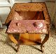 Antique Sewing Stand Inlaid Wood Top With Cloth Bag 1900-1950 photo 3