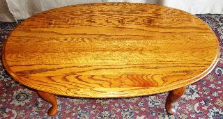 Vintage Broyhill Oak Queen Anne Oval Coffee Table photo