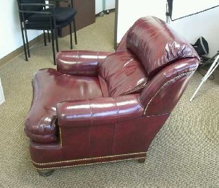 Hancock And Moore Leather Lounge Chair With Nail Head Trim photo