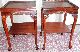 Antique Mahogany Two Tier Recessed Top Tables With Carvings Pair 1900-1950 photo 1