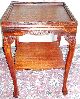 Antique Mahogany Two Tier Recessed Top Tables With Carvings Pair 1900-1950 photo 2