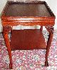 Antique Mahogany Two Tier Recessed Top Tables With Carvings Pair 1900-1950 photo 4