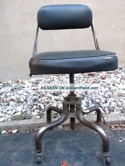 Do More - Leather Machine Age Industrial Office Task Chair Stool Steampunk 1900-1950 photo