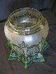 Victorian 4ins Fit Green Edged & Etched Tulip Globe For Oil Lamp Lamps photo 1