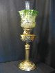 Victorian 4ins Fit Green Edged & Etched Tulip Globe For Oil Lamp Lamps photo 4