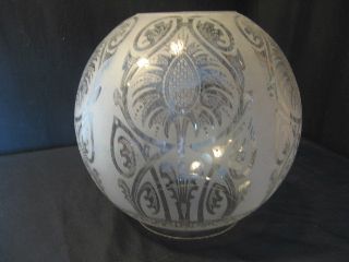 Victorian 4ins Fit Etched Globe Shade For Oil Lamp photo