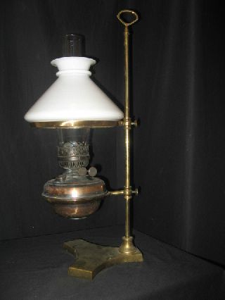 Victorian Quality Brass C/w Shade Student Oil Lamp. photo