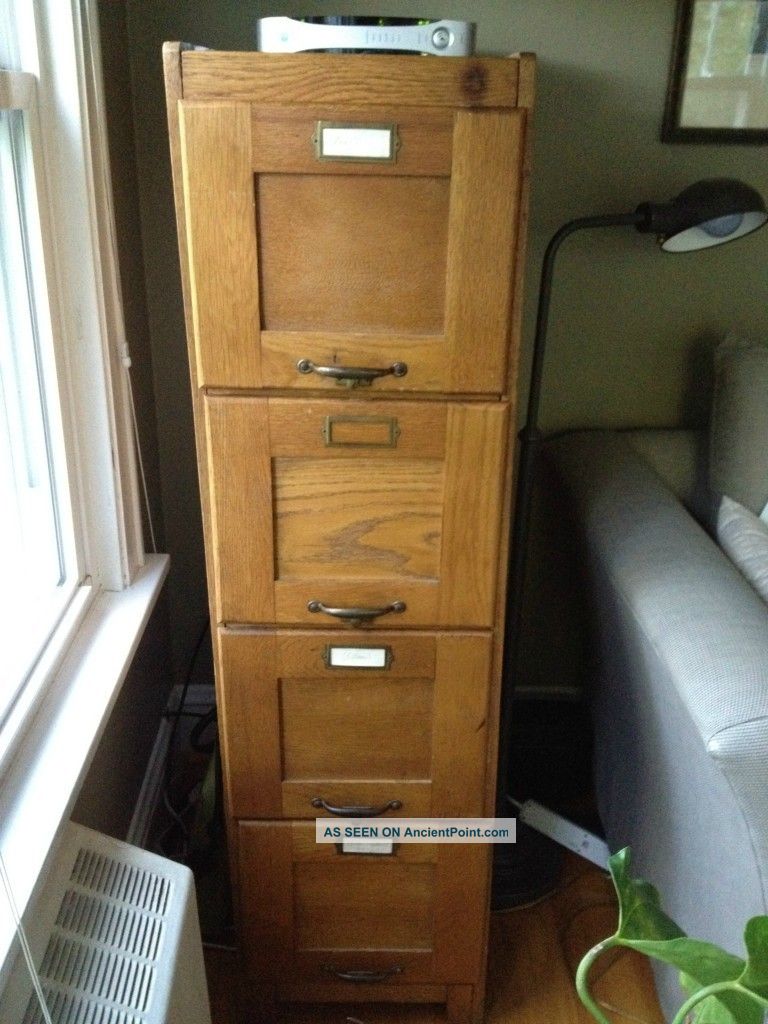 Antique 4 Drawer Quartersawn Oak File Cabinet - Local P/u - - Oak Park 1900-1950 photo