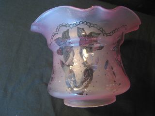 Cranberry & Etched 4ins Fit Tulip Globe For Oil Lamp photo