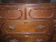 Antque Walnut Bachelor 4 Drawer Chest Dresser Washstand~carved Grape Leaf Handle 1800-1899 photo 2