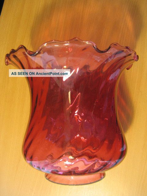 Solid Spiral Cranberry 4ins Fit Tulip Shade For Oil Lamp Lamps photo