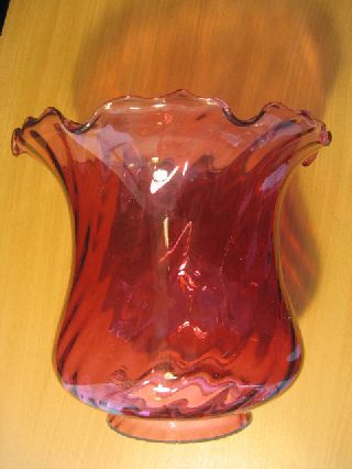 Solid Spiral Cranberry 4ins Fit Tulip Shade For Oil Lamp photo