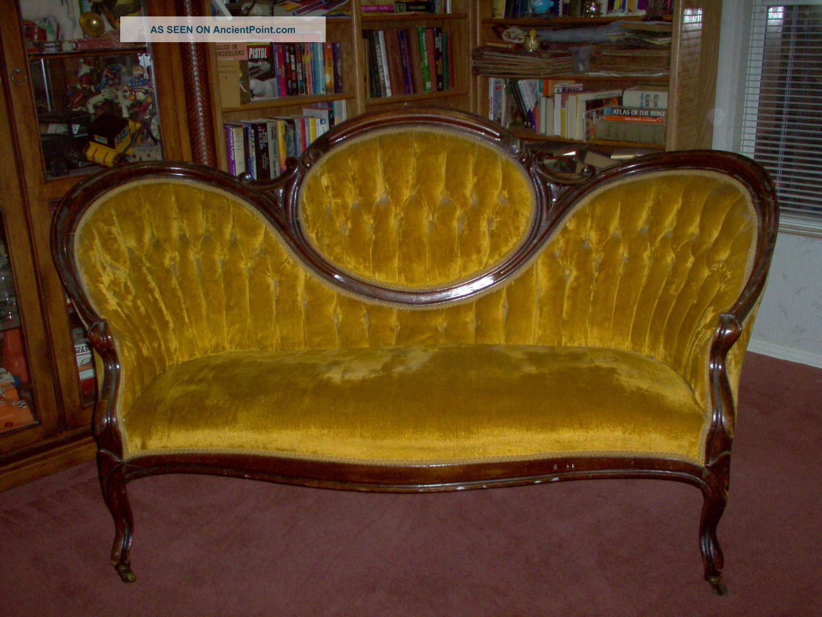 Gold Victorian Love Seat : Upholstery Horse Hair Padding 1800-1899 photo