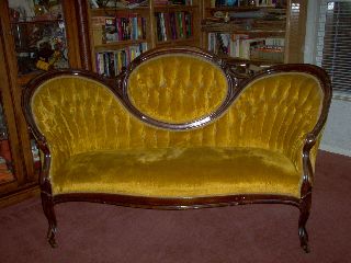 Gold Victorian Love Seat : Upholstery Horse Hair Padding photo