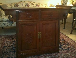 Vintage Chinese Rosewood Alter Table / Cabinet ~ Buffet / Entry Chest ~ Estate photo