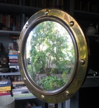 Vintage Brass Concave Mirror photo