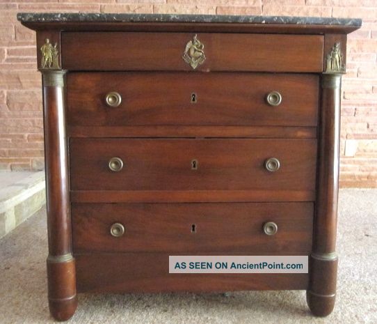 Auth French Empire Commode Chest Of Drawers Mahogany - 1800-1899 photo