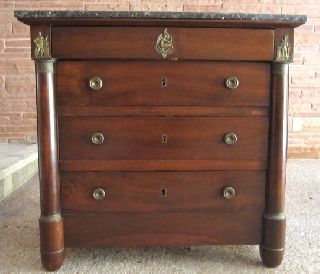 Auth French Empire Commode Chest Of Drawers Mahogany - photo