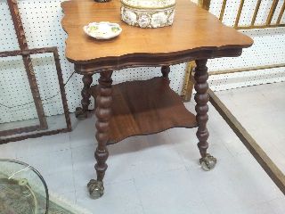 Pair Of Antique Oak,  Eagle Ball And Claw Parlor Tables photo