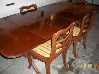 Vtg Drop Leaf Dining Table W 4 Chairs Two Extra Leaves Padded Protecter Covers photo