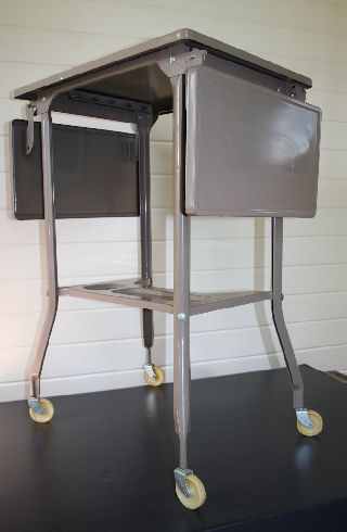 Vtg Mid - Century Modern Industrial Machine Age Typewriter Bedside Table Stand 50s photo