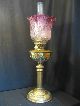 Victorian 4ins Fit Cranberry Edged & Etched Tulip Globe For Oil Lamp Lamps photo 4