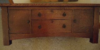 Signed Chas.  Limbert Arts/craft Oak 2 Drawer/2 Door Sideboard/child ' S? photo