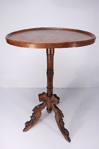 Open Carved Three - Leg Lazy Susan Top Lamp Plant Table Stand Antique photo
