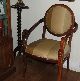 Unusual Pair Of Antique Carved Swan Handle Chairs W Silk Striped Upholstery Nr 1800-1899 photo 2