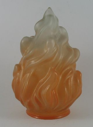 Vintage Art Deco Frosted Flame Torch Lamp Light Shade Orange / Clear 7.  5 