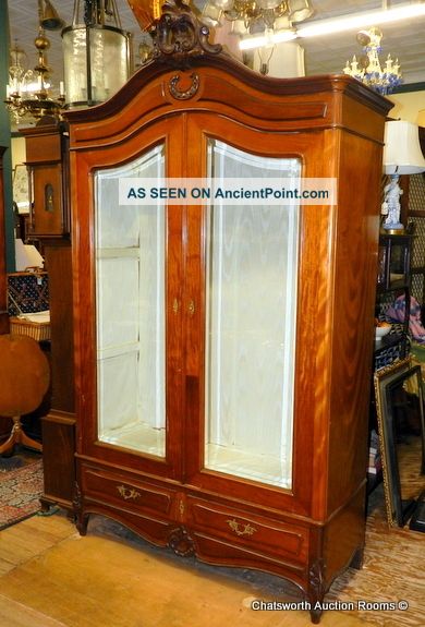 Antique Carved Walnut Large French Armoire Display Curio Cabinet C1880 1800-1899 photo