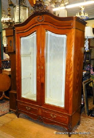 Antique Carved Walnut Large French Armoire Display Curio Cabinet C1880 photo