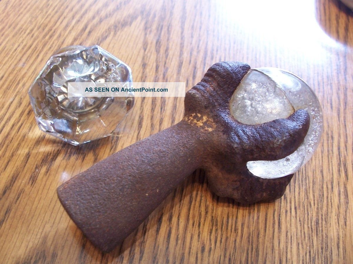 Antique Victorian Heavy Rusty Iron & Glass Ball Claw Foot Feet (1s) + Free Knob Parts & Salvaged Pieces photo