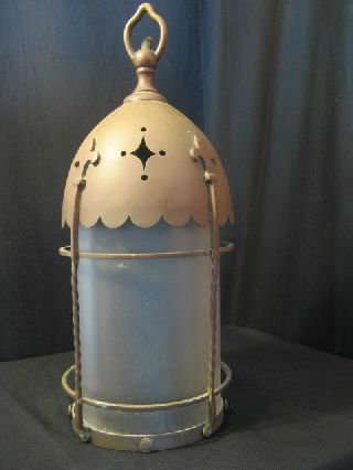 Victorian Arts & Crafts/gothic Style Brass Hall Lantern photo