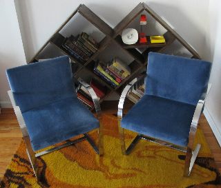 Pair Of Vintage Brno Flat Bar Knoll Chairs Van Der Rohe Stainless Steel photo