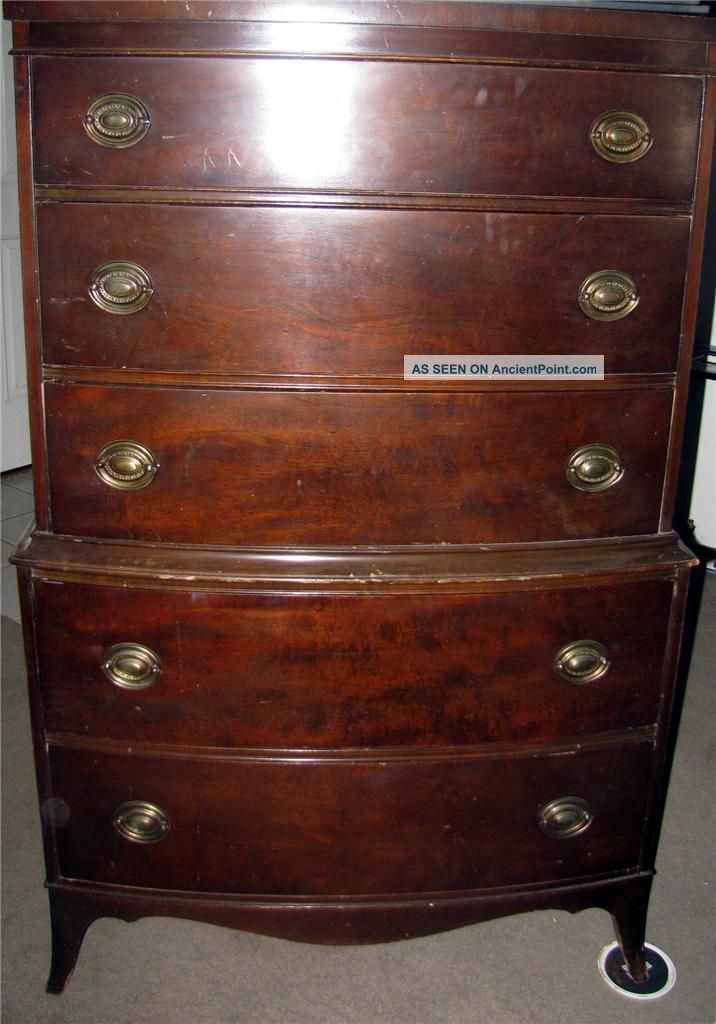 Antique Wood 5 Drawer Dresser And Nightstand 1900-1950 photo