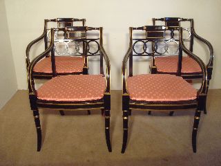 Set Of 4 Baker Historic Charleston Governor Alston Regency Faux Bamboo Chairs photo