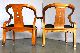 Pair Mid Century Chinese Horseshoe Arm Chairs Regency Deco Vtg Ming Eames Mont Post-1950 photo 4