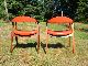 Vintage Mid Century Danish Modern Pair Orange Arm Lounge Chairs Gunlocke Post-1950 photo 5