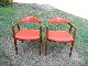 Vintage Mid Century Danish Modern Pair Orange Arm Lounge Chairs Gunlocke Post-1950 photo 8