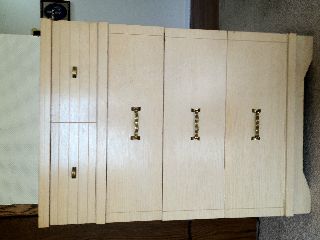 Mid Century Modern Blond Mahogany Dresser.  4 Drawers,  Solid Wood,  Good Condtion. photo