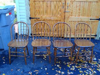 S.  Bent Brothers 4 Solid Oak Bow Back Dinning Room Chairs Nr photo