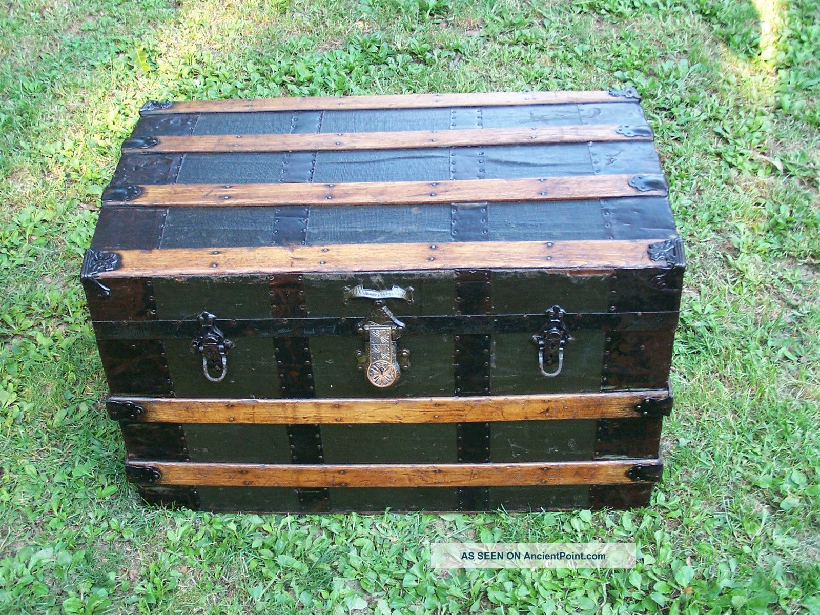 Beautifully Restored Antique Victorian Flat Top Steamer Trunk / Chest Ca.  1890 1800-1899 photo