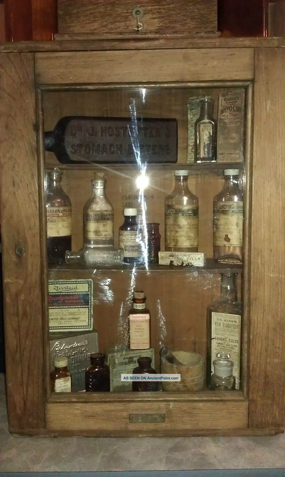 Antique Primative Bristol Medicine Cabinet Display Case Contents Not Included 1900-1950 photo