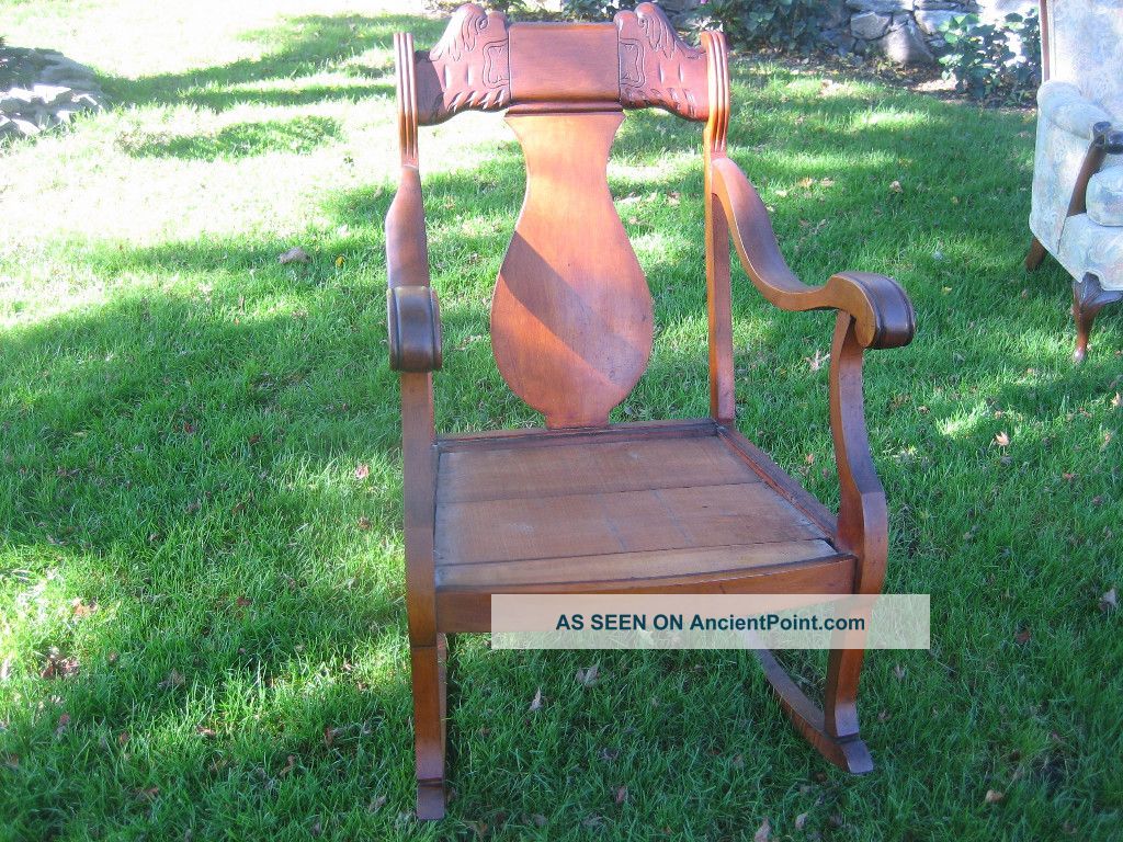 Antique 1930 ' S Oak Carved Lions Rocking Chair 1900-1950 photo