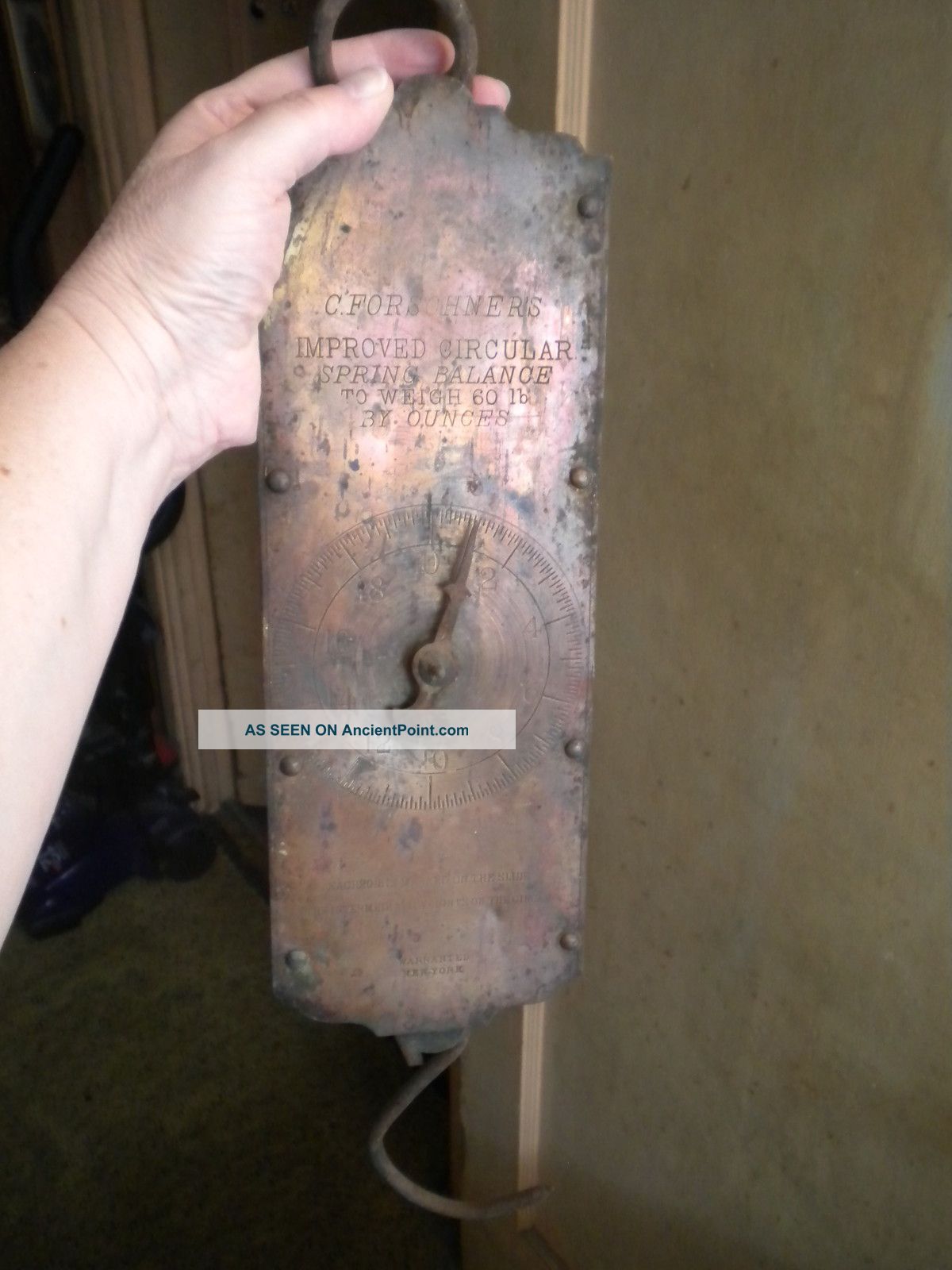 C.  Forschner ' S Improved Circular Spring Balance To Weigh 60 Lb.  By Ounces Scale Scales photo