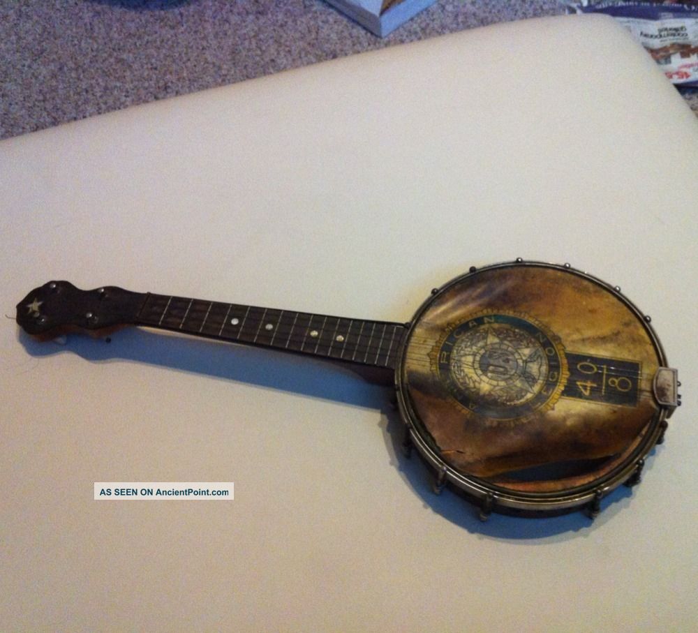 Antique Banjo Open Back 4 String - Unsigned - Seems Military String photo